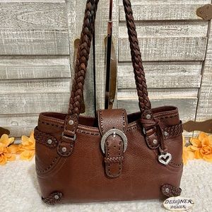 Authentic BRIGHTON Brown Leather Shoulder Bag VGC!